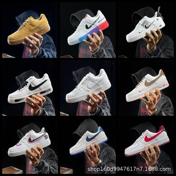 耐尅官aj低帮男鞋空军一号女鞋四勾电玩马卡龙权志龙缝线纯原过毒