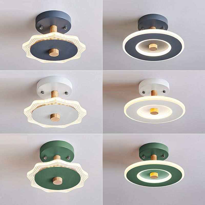 北欧小吸顶灯现代简约马卡龙实木玄关过道衣帽间入户门厅飘窗灯具