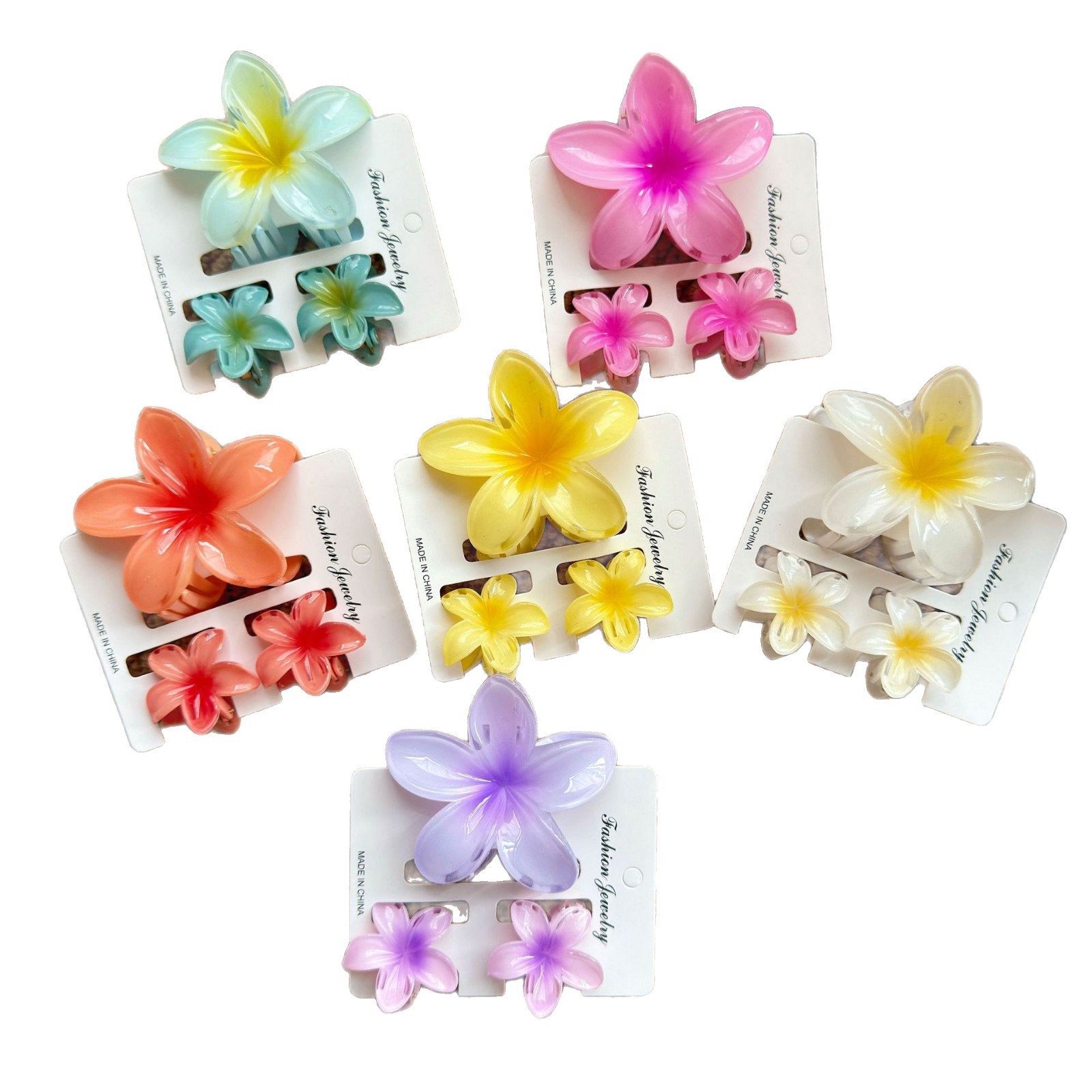 european and american plumeria rubra grip suit vacation style bauhinia barrettes 3-piece combination headdress suit