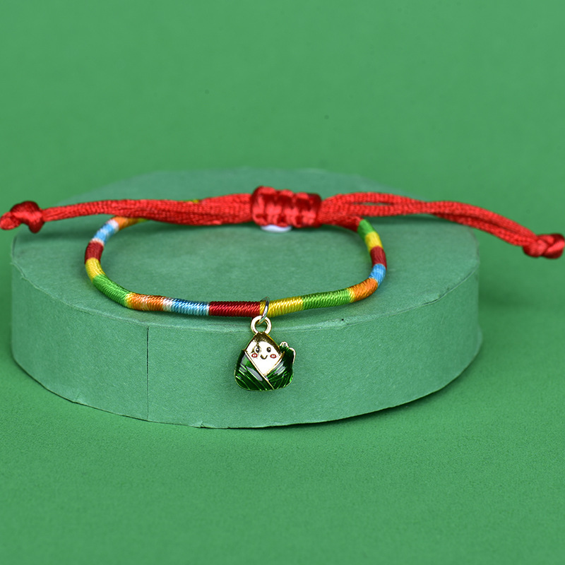 Hand-Woven Dragon Boat Festival Alloy Small Zongzi Baby Colorful Rope Bracelet Dragon Boat Festival Bracelet Jewelry