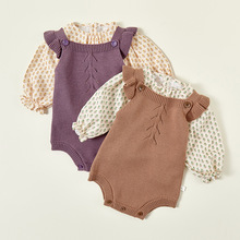韩式婴儿秋装套装洋气百搭碎花上衣毛衣背带哈衣女宝宝秋季两件套