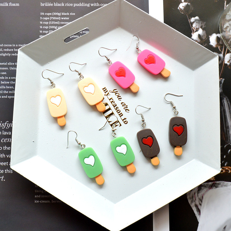 korean style creative simulation cream ice cream earrings personalized pretty girl summer cool ice candy ice cream simple earrings