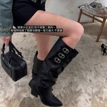 自留版~战靴 克*心五金扣可拆卸靴套2025两穿靴子女款长筒骑士靴