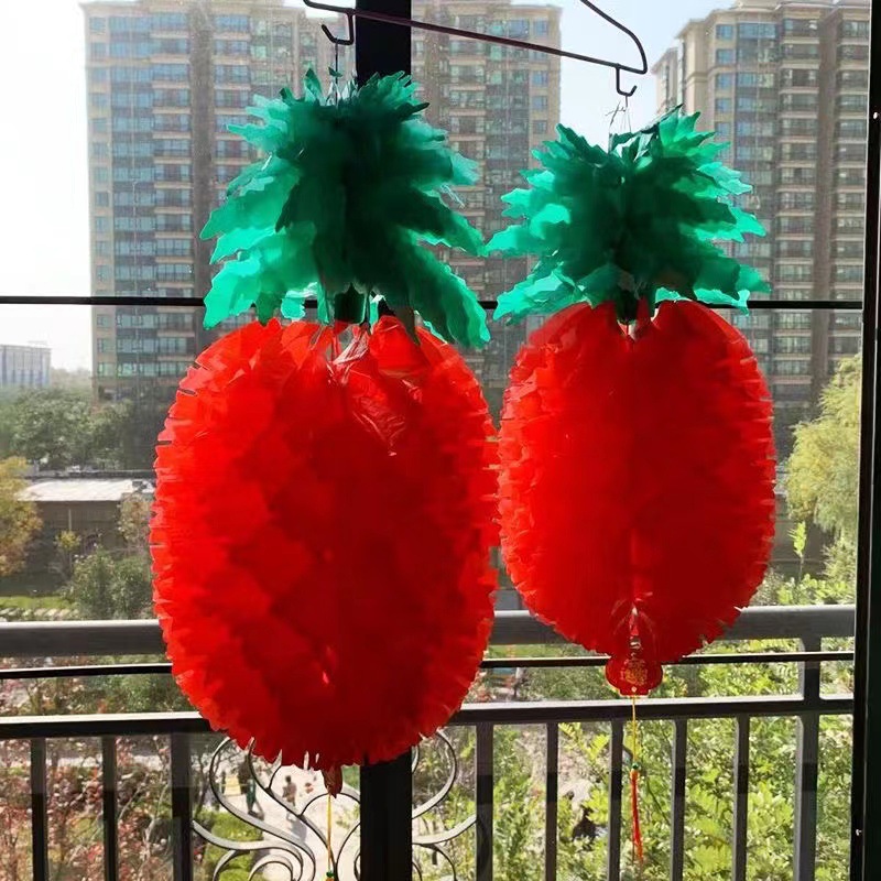 菠萝灯笼塑纸灯笼春节新年婚庆幼儿园店庆商场装饰吊饰塑料纸灯笼