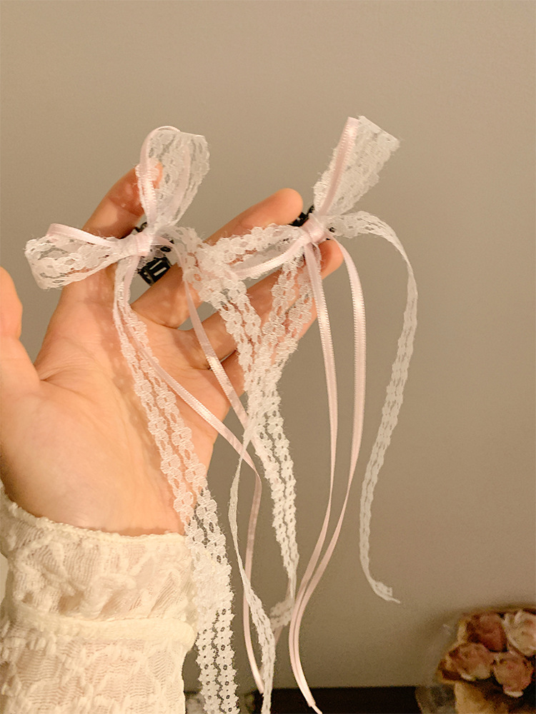 蕾丝丝带绑发蝴蝶结发夹女韩系小抓夹飘带公主头感发卡头饰