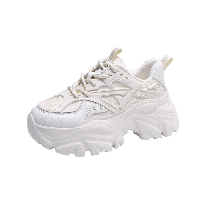 Fried Street Dad Shoes Women's Ins Trendy 2023 Spring New Versatile Breathable Thick Bottom High White Casual Sneakers