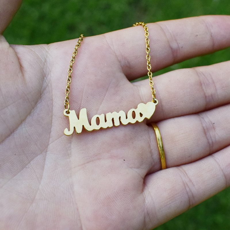 Europe and America Cross Border New Mama Letter Titanium Steel Necklace Female "I Love Mom" Mother's Day Gift Necklace