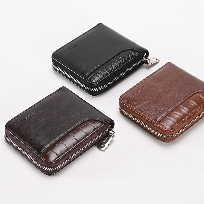 Factory Direct Sales Wallet Men's Horizontal Anti-Theft Swiping Us $Multiple Card Slots Short Wallet Rfid Cross-Border Foreign Trade Wholesale