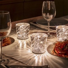 跨境新款创意水晶钻石轻奢小夜灯礼品餐厅酒吧桌灯氛 围床头