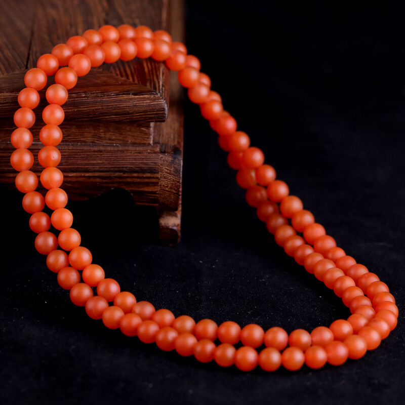 元玺珠宝 6-7mm保山南红玛瑙手串 满肉柿子红佛珠手链项链挂件