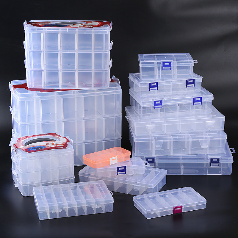 3 Wholesale 10 Grid 15 Grid 24 Grid Transparent Plastic Pp Detachable Separated Toy Jewelry Box Pill Box Desktop Storage Box