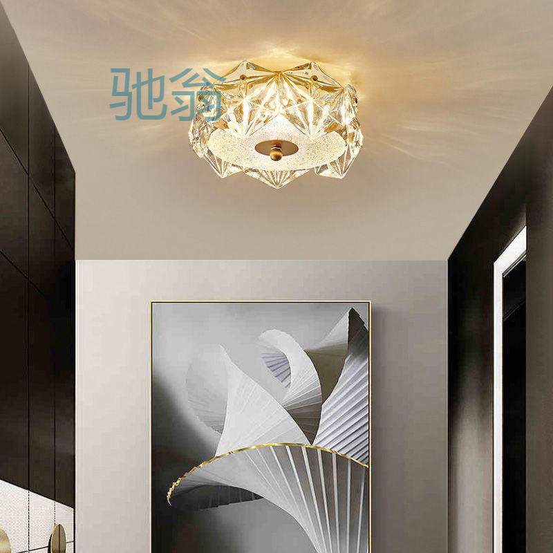 mtt美式水晶过道小吸顶灯轻奢个性网红阳台走廊入户衣帽间专用家