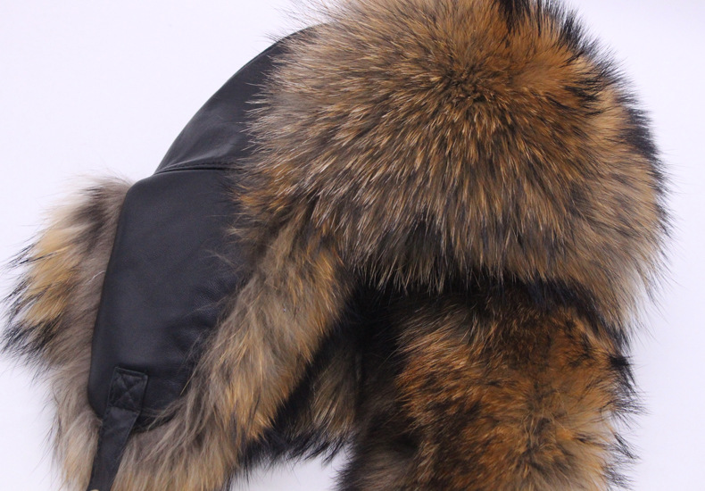 真皮草帽子男冬季羊皮顶裘皮帽子男款狐狸毛帽子银狐帽外贸批发