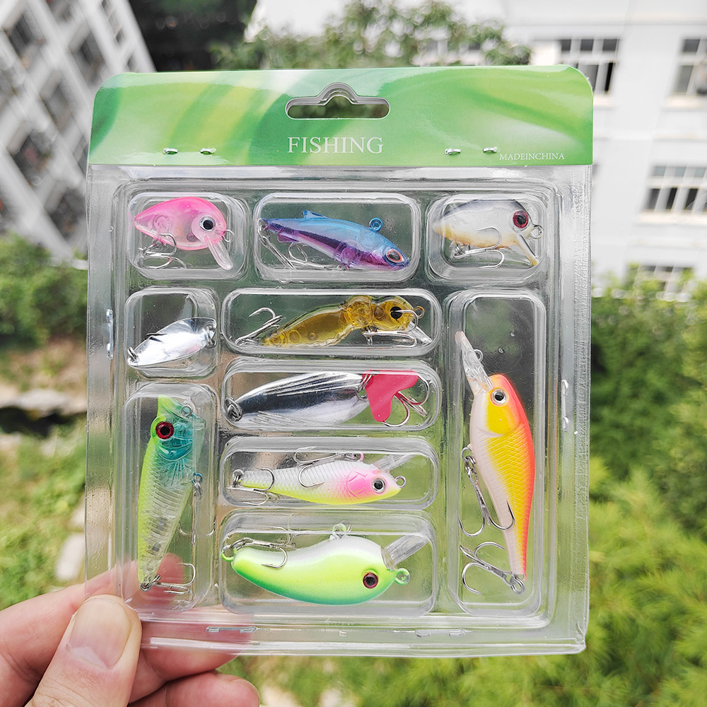 厂家路亚饵10件套装 鱼饵 翘嘴鲈鱼 假饵硬饵跨境货源 一件代发