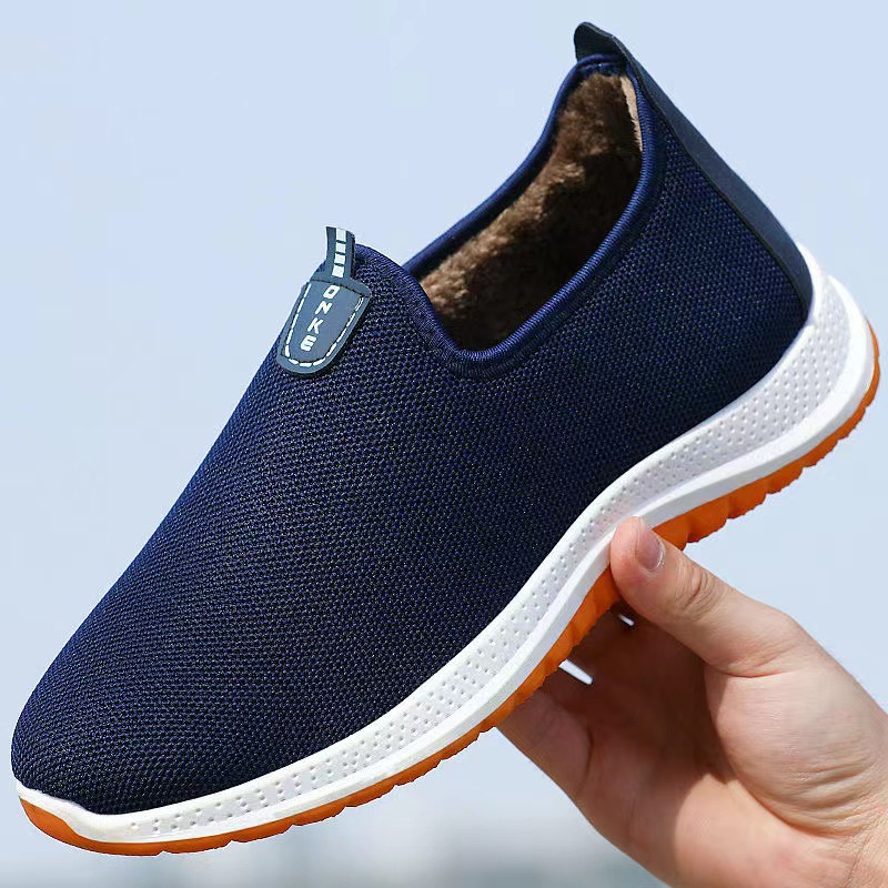 Winter Cotton plus Old Beijing Cloth Shoes Middle-Aged and Elderly Walking Shoes Men and Women Thickened Tendon Sole Slip-on Lightweight Cotton Shoes