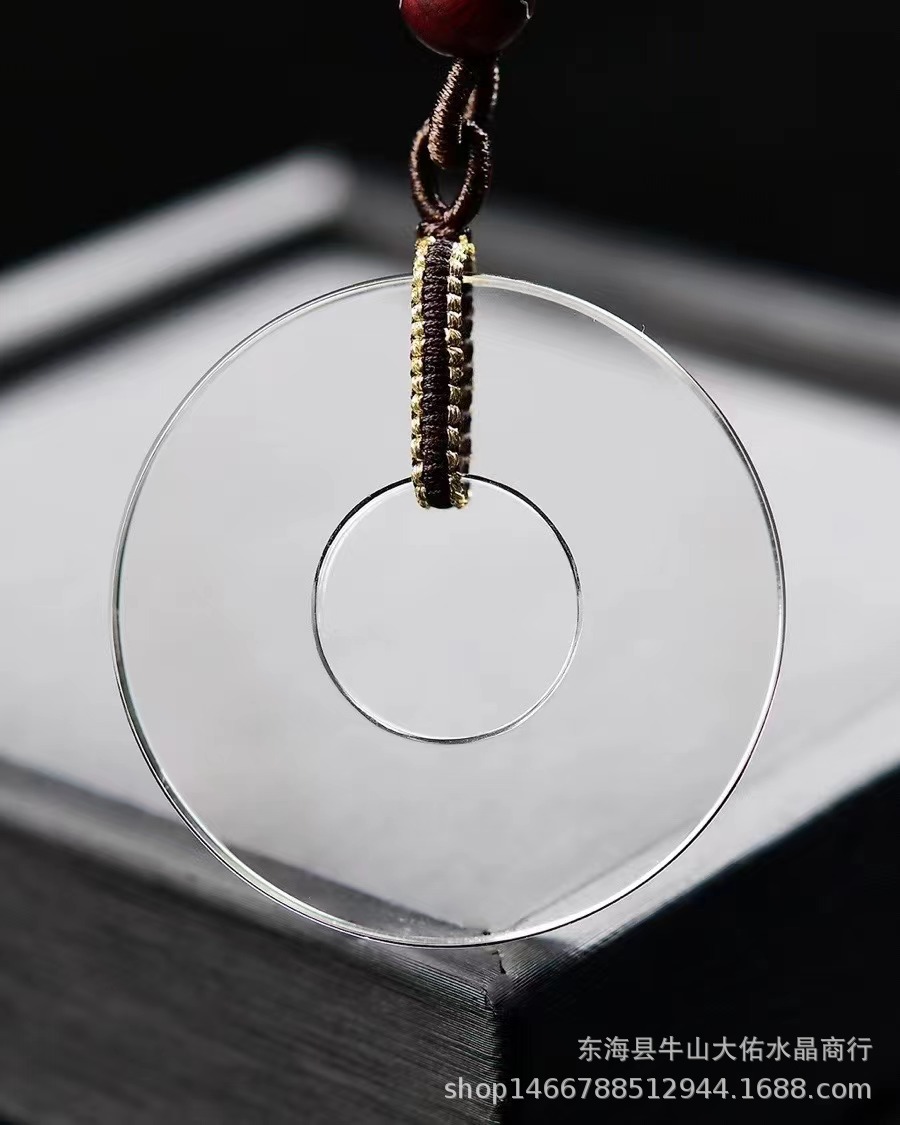 天然白水晶水晶壁吊坠项链 干净体光洁晶体通透 白水晶毛衣链