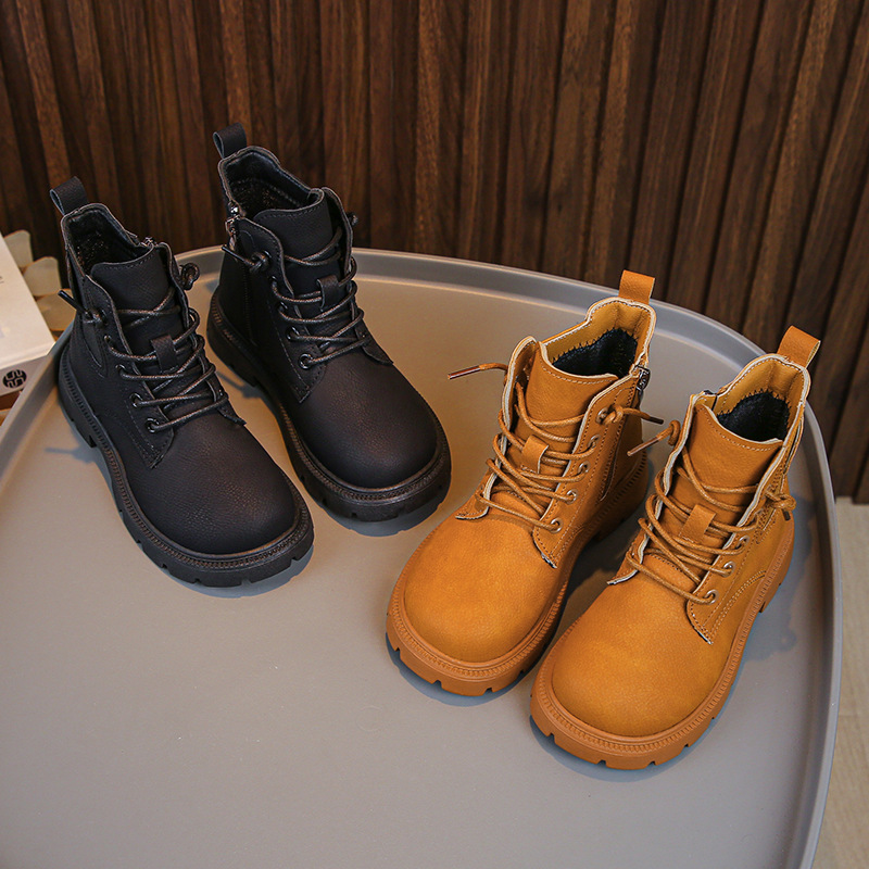 2025秋冬季男女童新款儿童马丁靴复古小皮靴子男童英伦风软底单鞋