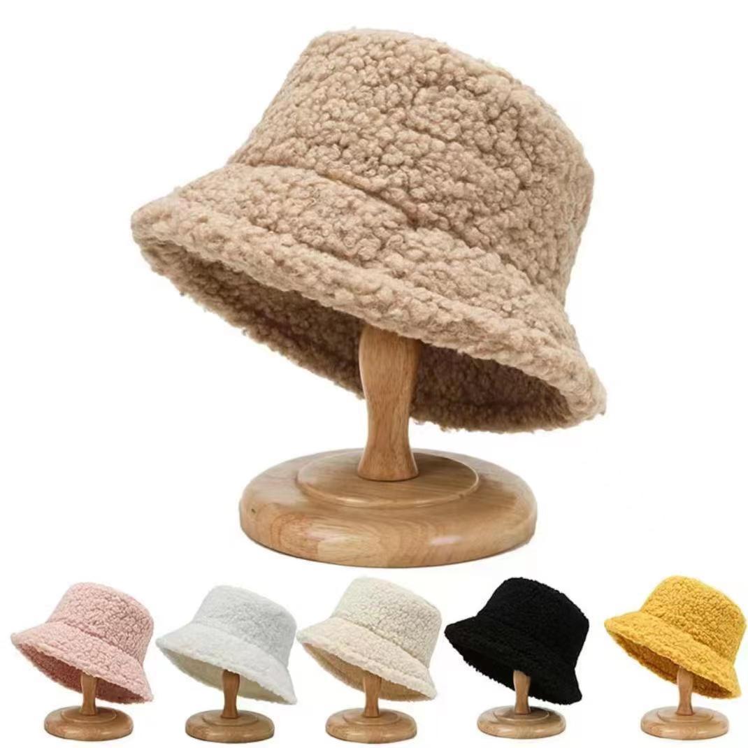 autumn and winter korean style lamb wool warm all-matching bucket hat japanese style new winter outdoors warm berber fleece bucket hat