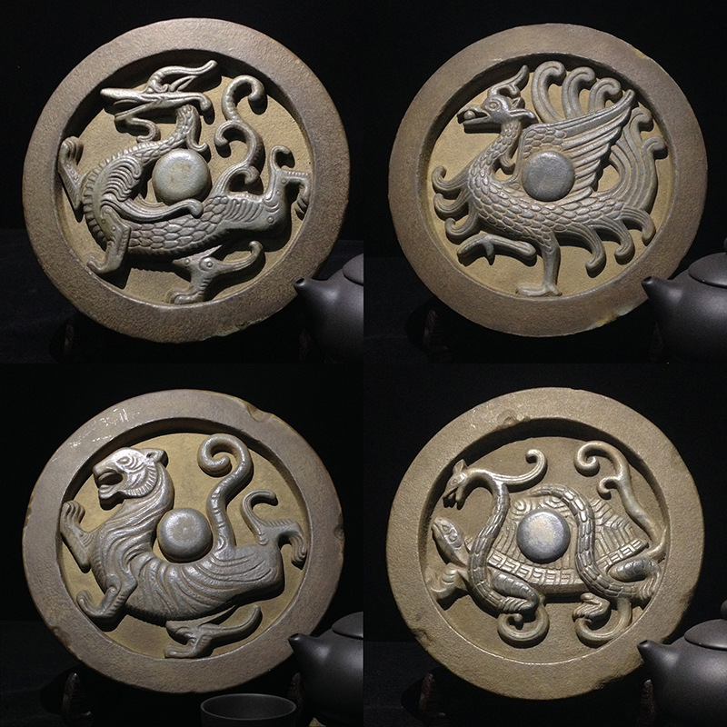 精品四神兽青龙白虎朱雀玄武乔迁镇宅摆设 瓦当 中式客厅装饰摆件