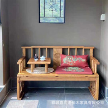 老榆木罗汉床客厅新中式沙发床榻禅意复古罗汉床榻小户型实木家具