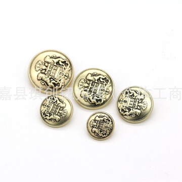 琪创双狮高档锌合金高脚纽扣大衣外套休闲西装风衣等装钮扣批发