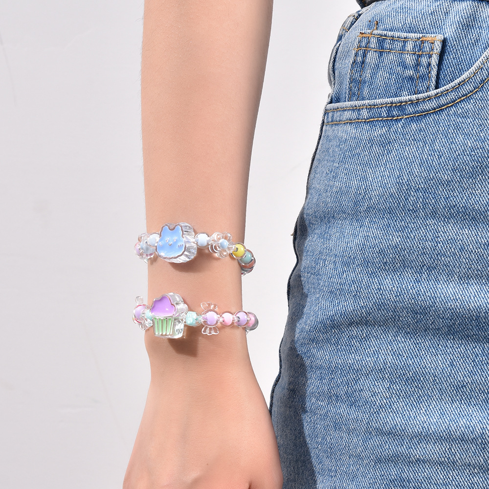 Cartoon Children's Bracelet Princess Jelly Color Beaded Cute Girl Baby Bracelet Student Jewelry Bracelet Ornament