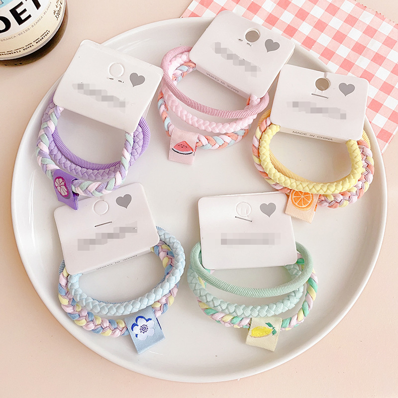 3-Piece Colorful Rubber Band Hair Band Does Not Hurt Hair High Elasticity Hairtie Girls High Ponytail Hair String Durable Leather Case
