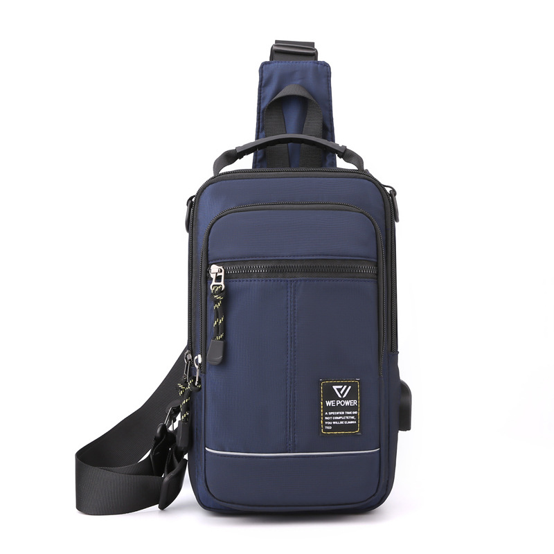 New Men's Chest Bag Crossbody Bag Trend Shoulder Bag Usb Interface Chest Bag