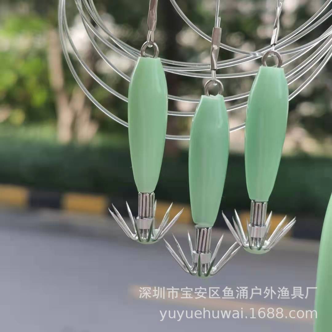 强夜光鱿鱼串钩 海钓线组荧光乌贼墨鱼钩八爪钩钓组防缠绕船钓鱿