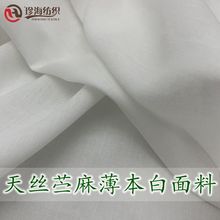 现货 天丝麻本白色面料 春夏薄丝麻服装布 苎麻天丝衬衫套装布料