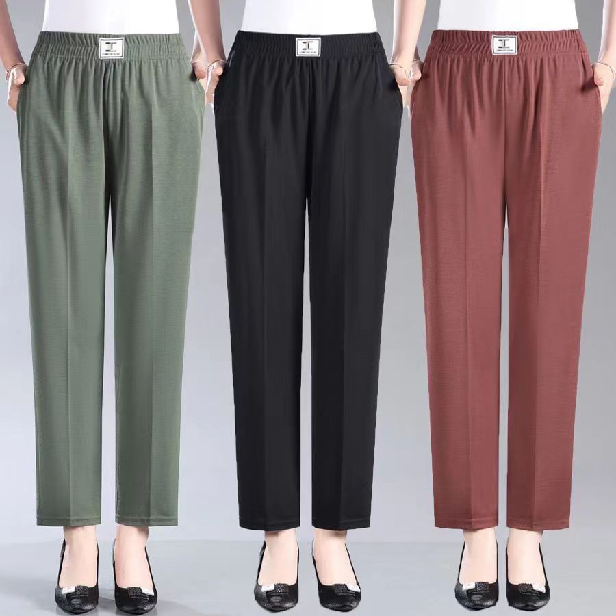 2024春夏季新款女士薄裤子中老年女裤九分裤宽松休闲直筒裤子