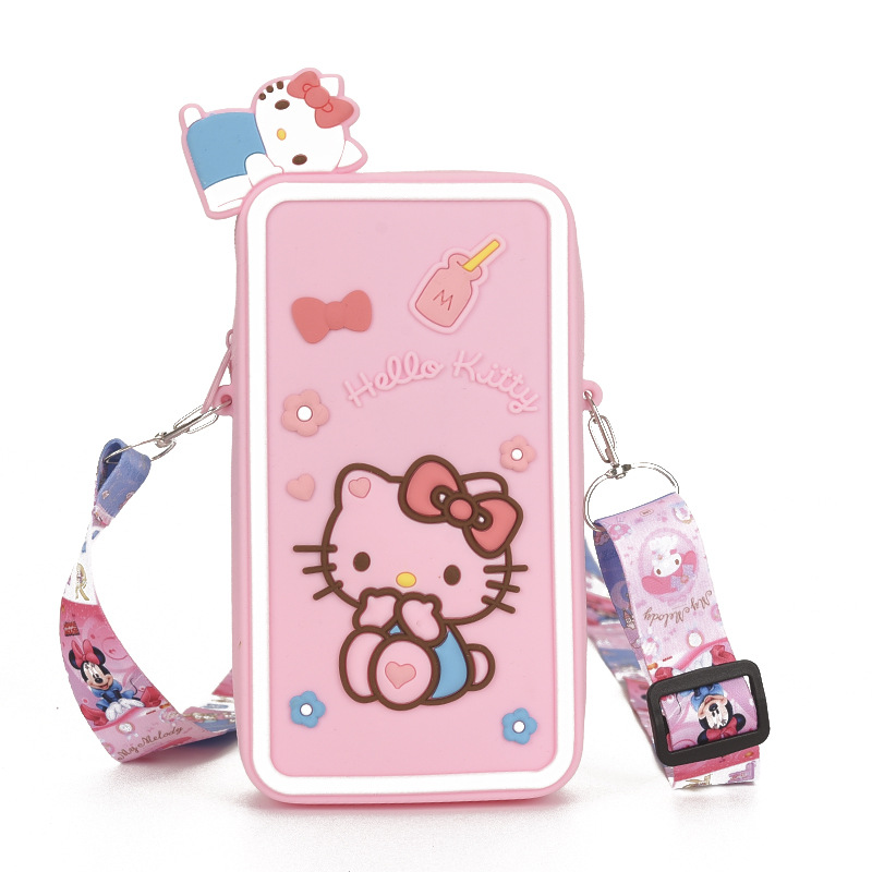 New Silicone Fashion Mobile Phone Bag Cute Cartoon Mini Crossbody Bag Wrist Strap Key Case Silicone Earphone Bag