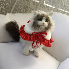 猫咪过年毛绒衣服新年披风披肩围嘴圣诞节宠物狗狗秋冬装斗篷衣服