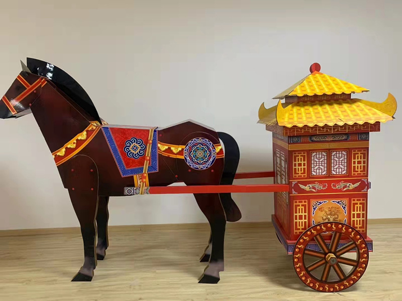 新款仿真牛马车马拉财殡葬用品纸扎活佛教道教祭祀用品金山银山