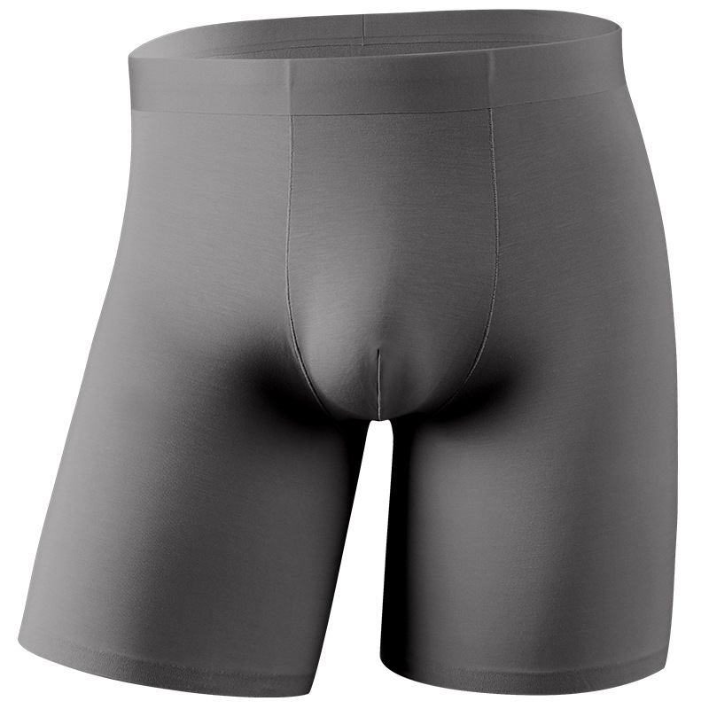 Seamless Men plus Size Lengthened Anti-Wear Leg Boxer Briefs Solid Color Breathable Ice Silk Four-Corner Sports Underpants Trend
