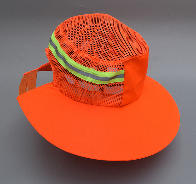 环卫工人帽夏季遮阳帽物业保洁清洁工反光帽大帽檐系绳网眼帽