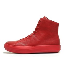 红色男靴子韩版新款马丁靴秋冬潮流男士中帮马丁靴真皮短靴