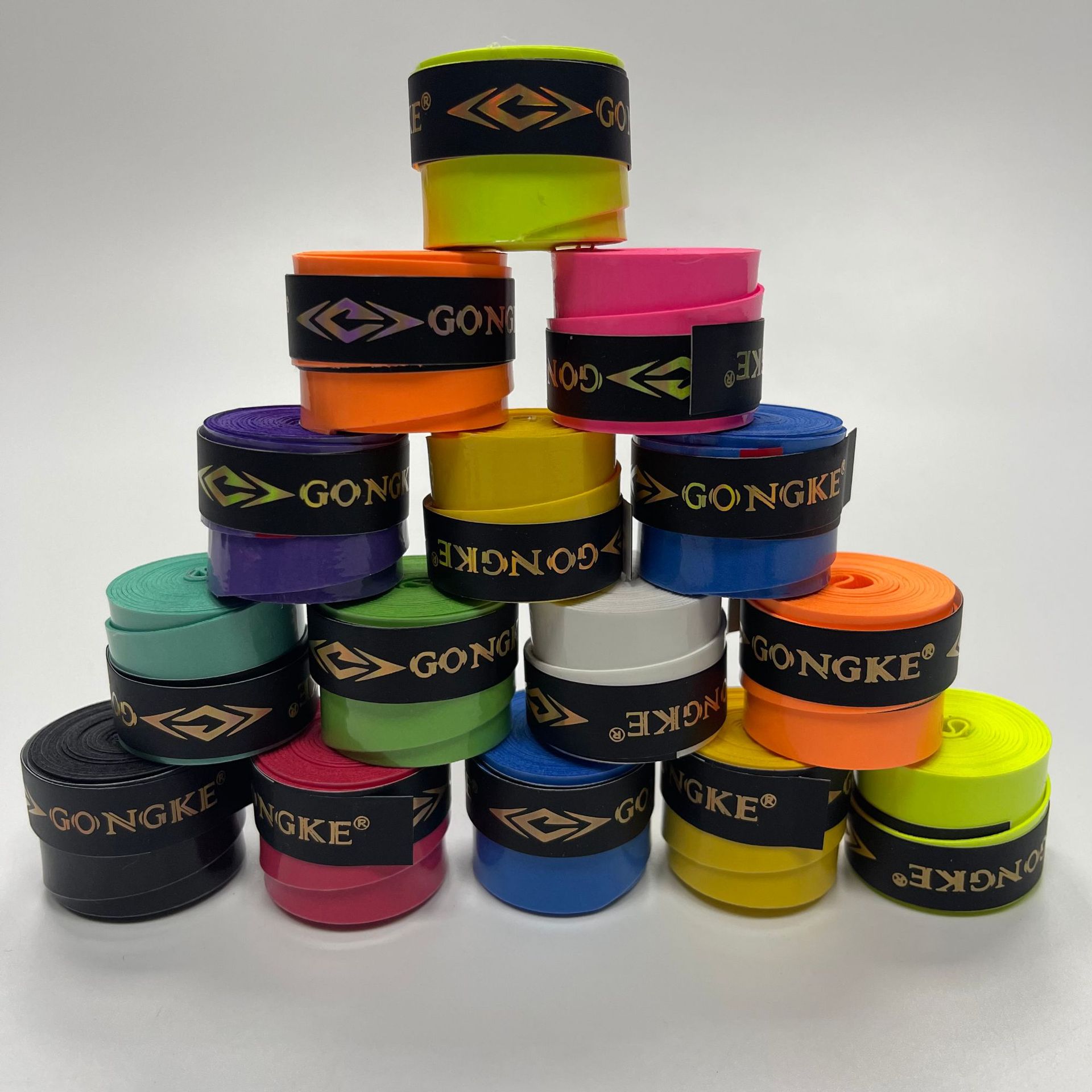 攻克101羽毛球拍吸汗带60条装一桶覆膜粘性平面手胶吸汗带手 感好