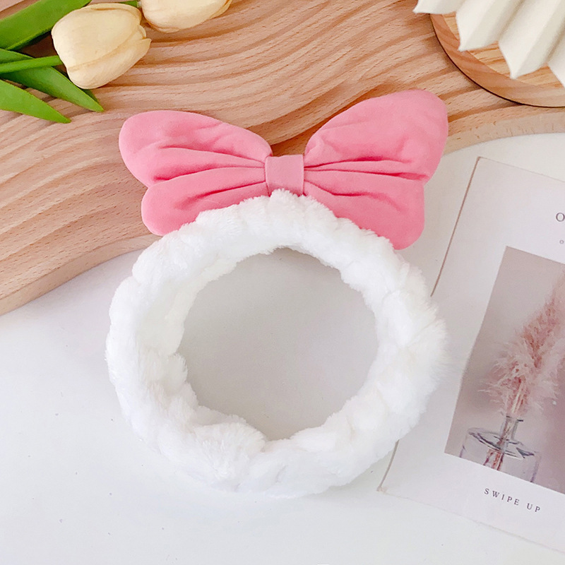 Mickey New Plush Big Bow Headband Washing Face Hair Band Internet Celebrity Cute and Graceful Gold Velvet Bow Headdress