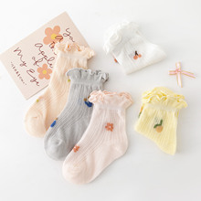 22新款婴儿袜子夏季薄款网眼新生儿宝宝袜花边碎花超薄女儿童袜