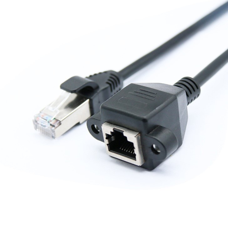 rj45公对母网络延长线带耳朵螺丝孔可固定rj45延长线 网线延长线