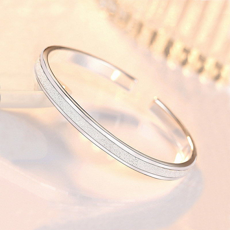 新款999纯银手镯开口简约时尚镯子 情人节礼物送女友生日礼物百搭