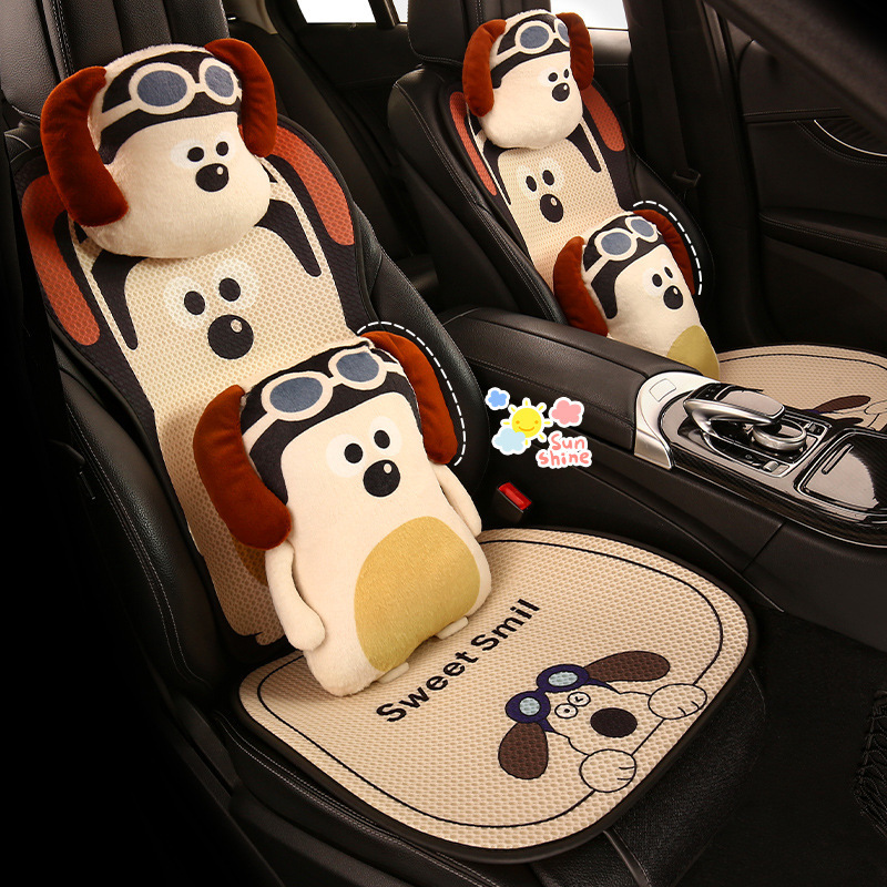 Four Seasons Universal Car Cushion Cute Dog Seat Cushion Ladies Cartoon Seat Cover Internet Celebrity Car Half Pack Seat Cushion