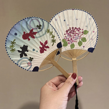 日式和风江户日本迷你人偶娃娃BJD童用团扇纸制印刷小圆扇金鹃儿