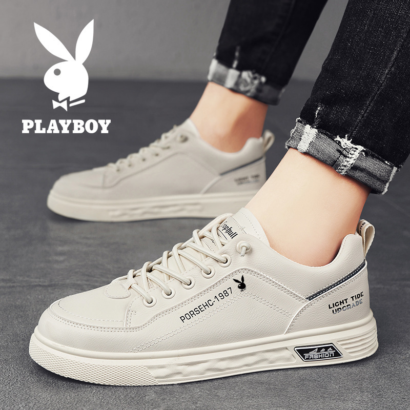 花花公子男鞋2024春秋季防臭运动休闲帆布板鞋小白鞋男士工作