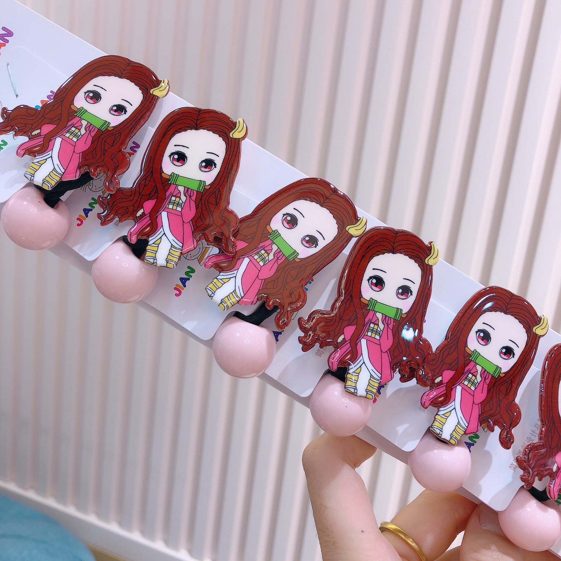 鬼灭之刃单弥豆子发绳鬼灭发夹发饰二次元动漫卡通亚克力女童压夹