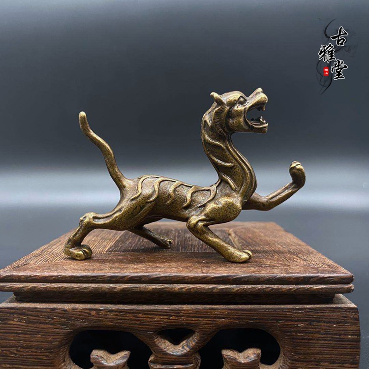 纯铜神兽摆件四大护国神兽青龙白虎铜雕桌面小摆件茶宠纯铜手工