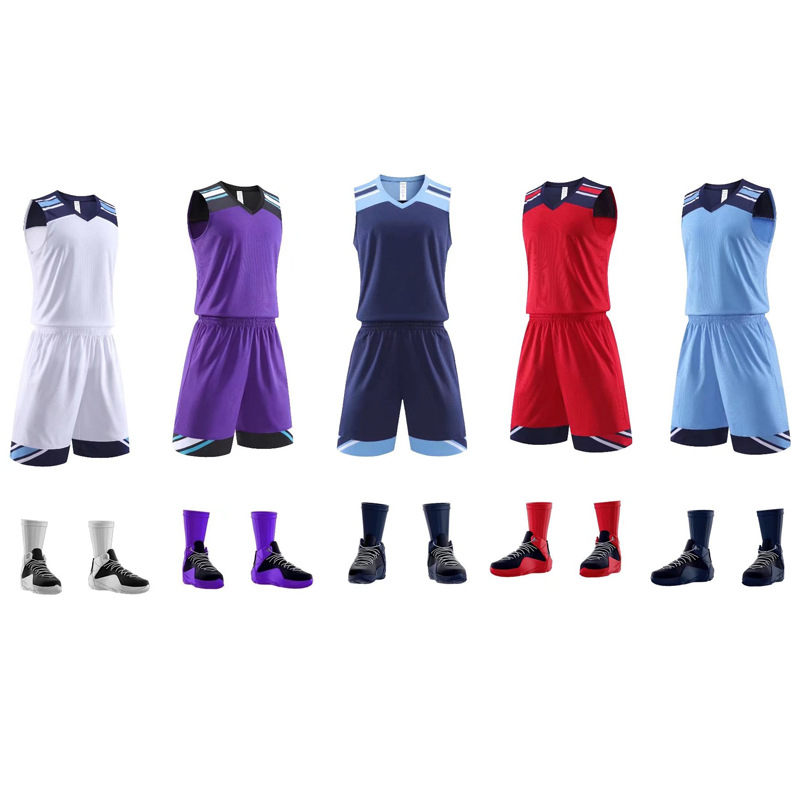 批发篮球服套装光板训练球衣运动背心吸汗透气比赛服定z印字logo