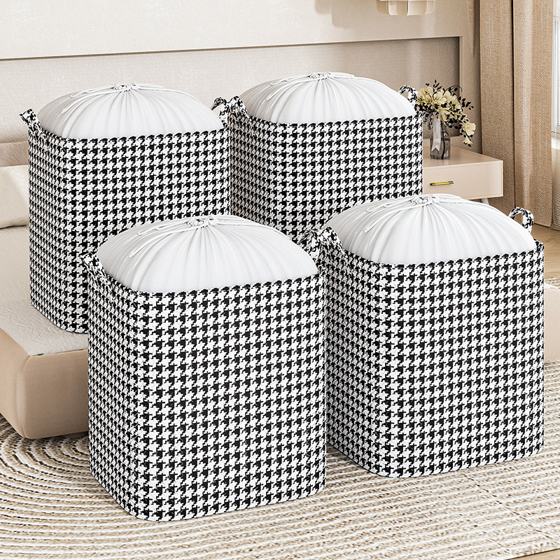 千鸟格压花束口收纳袋衣服被子储物袋家用防水防尘防潮衣物收纳箱