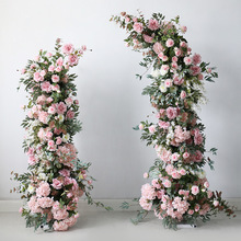 粉色拱门花架套装酒店婚礼入口装饰花门婚纱橱窗舞台背景道具花卉